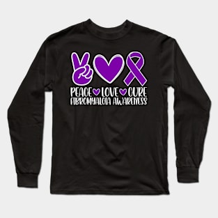 Fibromyalgia Awareness Peace Love Cure Long Sleeve T-Shirt